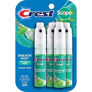 4-Pack 0.24-Oz Crest Scope Breath Mist Sprays (Original Mint) .55 w/ Subscribe & Save