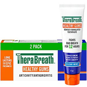 2-Pack 4-Ounce TheraBreath Healthy Gums Toothpaste (Clean Mint) $6.85 w/ S&S + Free Shipping w/ Prime or on $35+