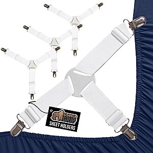 4-Pack GORILLA GRIP Adjustable Elastic Bed Sheet Holders w/ Metal Clips $8.99 + Free Shipping w/ Prime or on $35