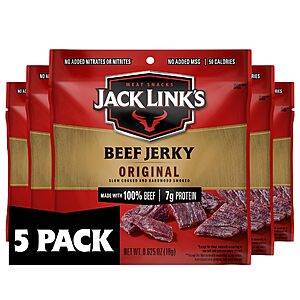 5-Pack 0.625-Ounce Jack Link's Beef Jerky (Original) $5.55 or less w/ Subscribe & Save
