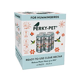 4-Pack 16-Ounce Perky-Pet Ready-to-Use Clear Nectar for Hummingbirds $4.76 + Free Shipping w/ Prime or on $35+