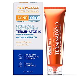 1-Oz AcneFree Terminator 10 Acne Spot Cream Treatment w/ Benzoyl Peroxide $4.10 w/ S&S + Free Shipping w/ Prime or on $35+