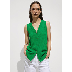 Mango Outlet: Women's Crochet Vest w/ Buttons (Green) $5.99, Men's Jude Skinny-Fit Jeans (Deep Dark Blue) $14.99, More + Free Shipping on $49+