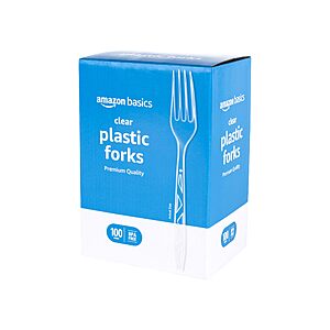 Select Accts: 100-ct Amazon Basics Disposable Clear Plastic Forks $3.90 w/ S&S