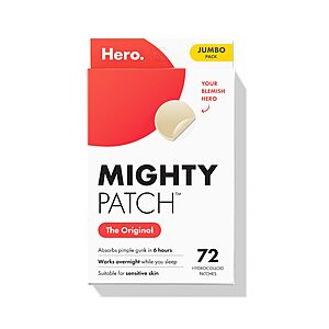 72-Count Hero Mighty Patch Pimple Patch (The Original) $13.18 w/ S&S + Free Shipping w/ Prime or on $35+