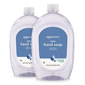2-Pack 50-Ounce Amazon Basics Gentle & Mild Clear Liquid Hand Soap Refill $6.66 w/ S&S + Free Shipping w/ Prime or on $35+