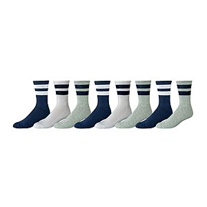 8-Pair Amazon Essentials Men's Cushioned Retro Strip Crew Socks (Size 13-15)