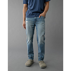 American Eagle Men's AE EasyFlex + Tencel Fibers Ripped Slim Straight Jean $18.89, AE Stretch Snake Print High-Waisted Stovepipe Jean $22.49, More + Free Store Pick-Up or FS on $75