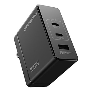 Greenworks Powerall 3-Port 100W USB-C, USB-A GaN II Wall Charger $20.54 + Free S&H w/ Walmart+ or on $35+