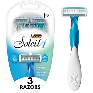 3-Pack BIC Soleil 4 Women's Disposable 4-Blade Razors $3.44 w/ S&S + Free Shipping w/ Prime or on $35+