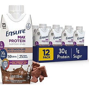 Prime Members: 12-Pk 11-oz Ensure Max Protein Shake (Chocolate) $15.95 w/ S&S + Free S&H & More