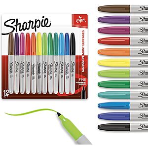 12-Count Sharpie Fine Tip Permanent Markers (Assorted Colors) $7.48 w/ S&S + Free Shipping w/ Prime or on $35+