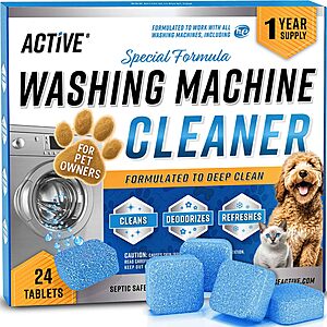 24-Count ACTIVE Enzymatic Washing Machine Cleaner Tablets for Pet Owners w/ S&S