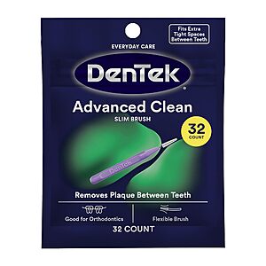 32-Count DenTek Slim Brush Advanced Clean Interdental Brushes w/ S&S