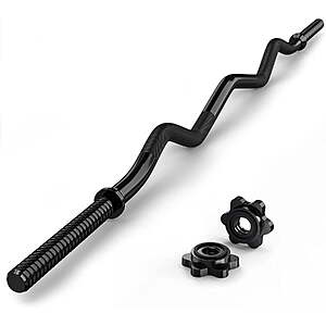 FIXTECH 47" Standard 1" Curl Bar w/ Collars (220-Lb Capacity, Black) $18.98 + Free Shipping w/ Walmart+ or on $35+