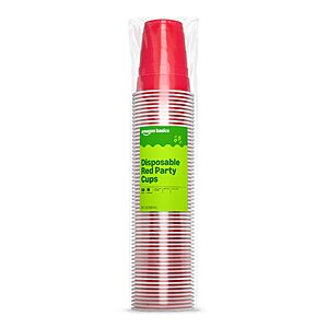 [Prime] 50-Count 18-Oz Amazon Basics Disposable Plastic Party Cups (Red) $3.85 w/ S&S + Free Shipping