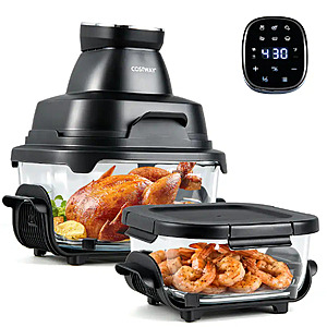 Costway 6-in-1 Portable Glass Air Fryer w/ 4.4QT & 1.8QT Dual Glass Containers (Black) $65.99 + Free Shipping