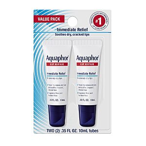 [Prime] 2-Pack 0.35-Oz Aquaphor Lip Repair Ointment $5.40 w/ S&amp;S + Free Shipping