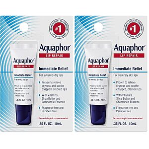 2-Pk 0.35-Oz Aquaphor Lip Repair Ointment Tubes $4.50 w/ S&S