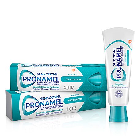 2-Pack 4-Ounce Sensodyne Pronamel Fresh Breath Toothpaste for Sensitive Teeth (Fresh Wave) $6.98 ($3.49 Each) + Free Shipping w/ Prime or on $35+