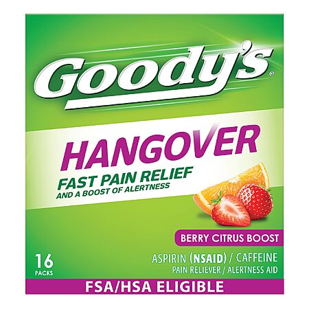 16-Count Goody's Hangover Fast Pain Relief Powder (Berry Citrus Boost) $3.51 w/ S&S + Free Shipping w/ Prime or on $35+