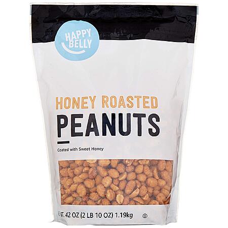 42-Ounce Amazon Brand Happy Belly Honey Roasted Peanuts $5.16 w/ S&S + Free Shipping w/ Prime or on $35+