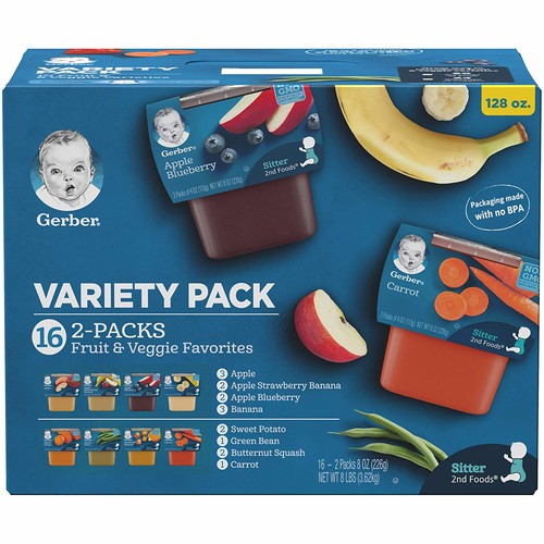 16-Count Gerber Purees 2-Packs (4-Oz each) 2nd Foods Veggie & Fruit Variety Pack $23.38 ($1.46 each) w/ S&S + free shipping