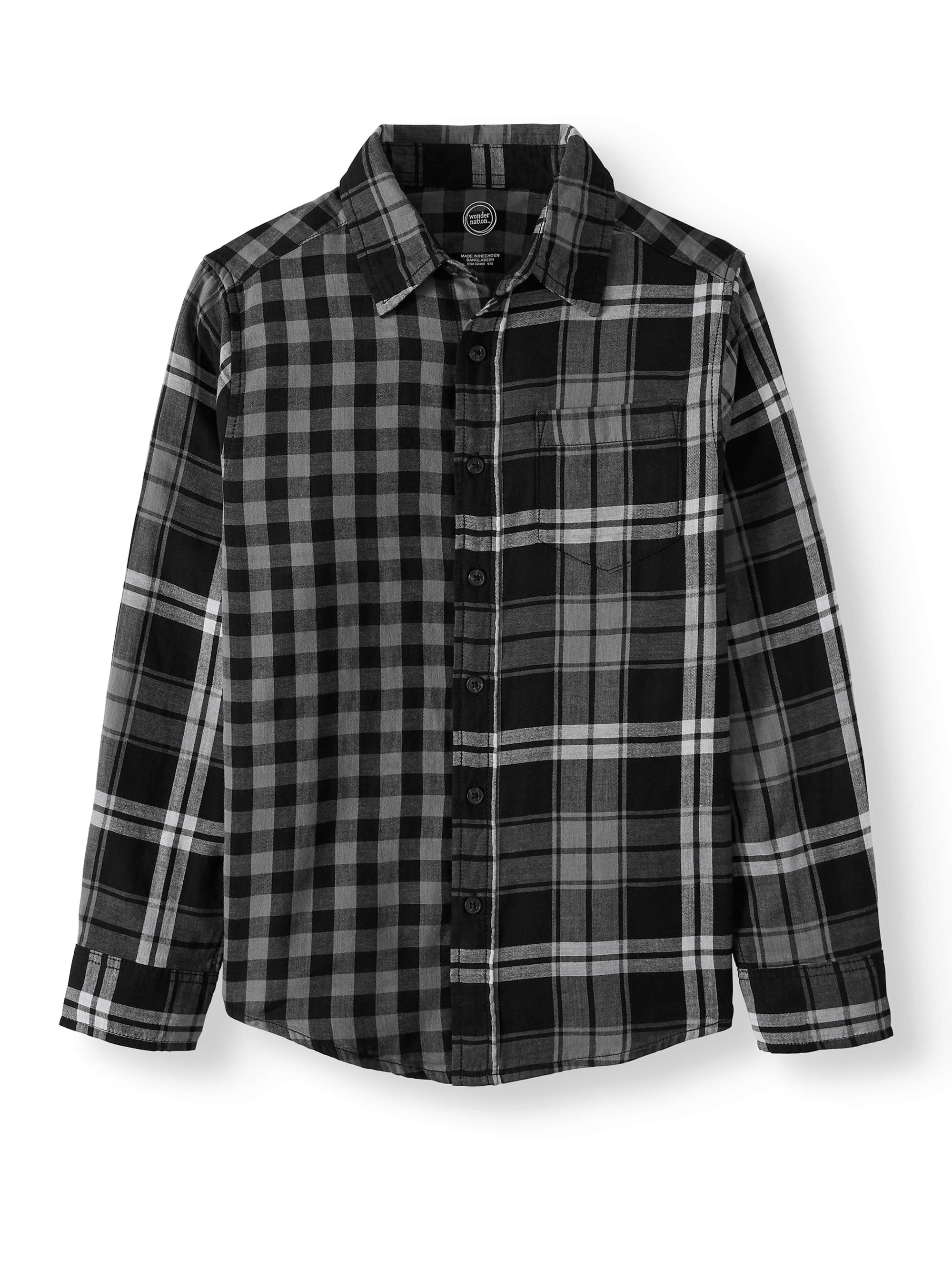 Walmart Kids Apparel Boys Wonder Nation Long Sleeve Button Down