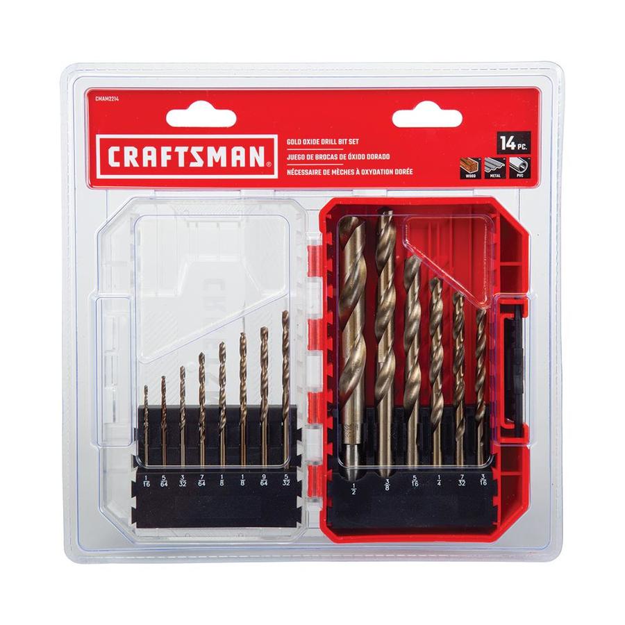 Lowe's: CRAFTSMAN 14-Piece Gold Ferrous Coated HSS Twist Drill Bit Set for $10.98. Free In-Store Pickup or $5.99 Shipping.