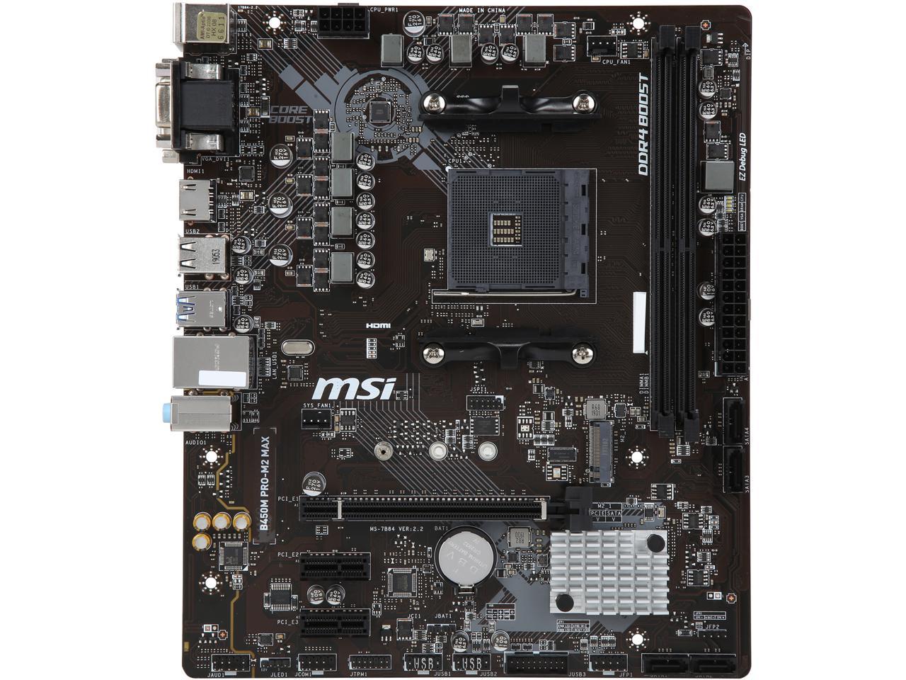 MSI PRO B450M PRO-M2 MAX Micro ATX AM4 Motherboard $60 + Free Shipping