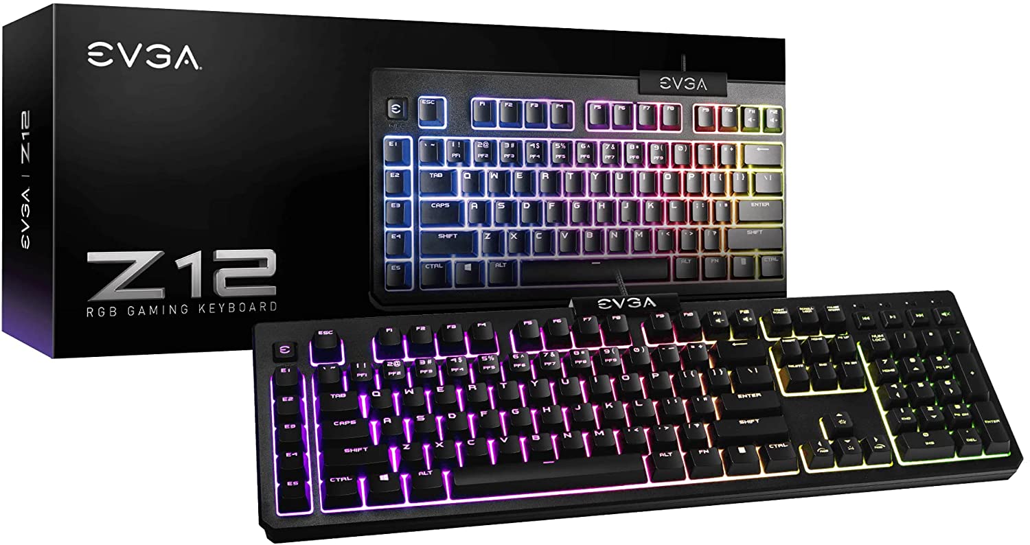EVGA Z12 RGB Membrane Gaming Keyboard w/ 5 Programmable Keys $20 + Free Shipping w/ Prime or Orders $25+