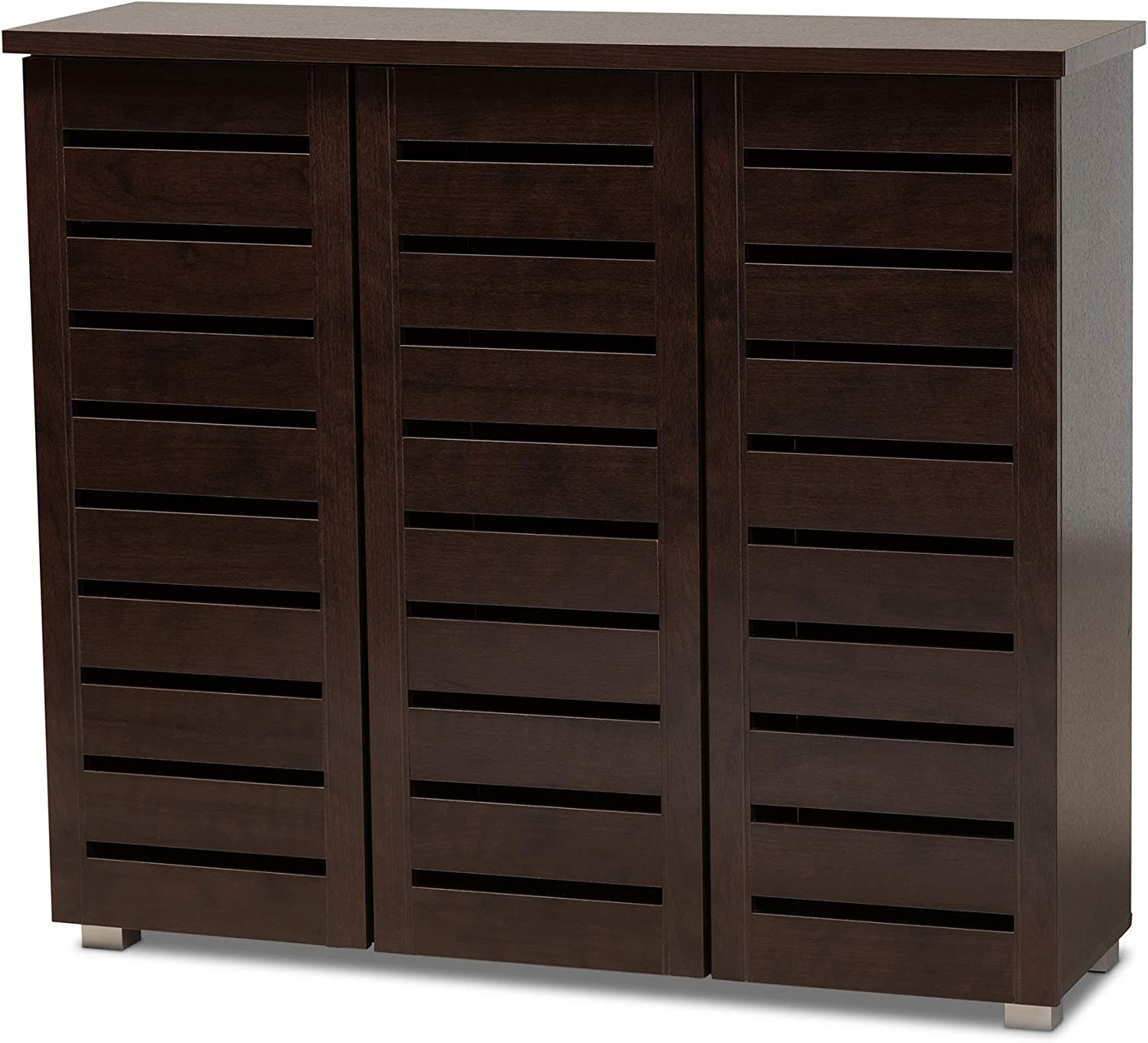 Amazon.com: Wholesale Interiors Baxton Studio Adalwin Modern and Contemporary 3-Door Dark Brown Wooden Entryway Shoes Storage Cabinet : Everything Else $139.49