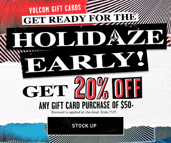 20% Off Volcom Gift Cards