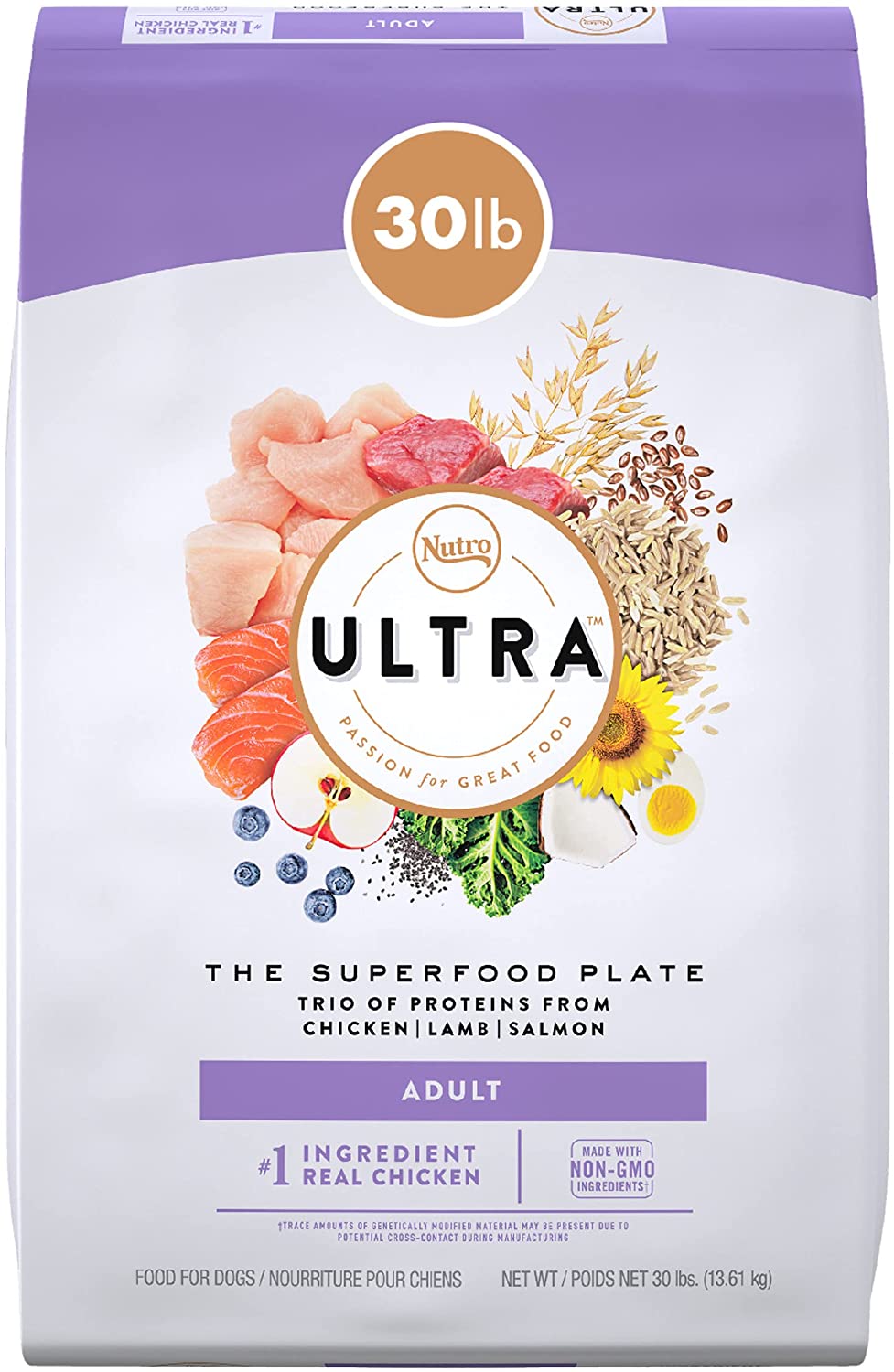 30LB Nutro Ultra Superfood Plate Chicken, Lamb & Salmon Adult Dry Dog Food $41.99