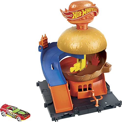 Hot Wheels City Burger Drive-Thru Playset with 1 Hot Wheels Vehicle, Connects to Other Playsets & Tracks, Gift for Kids Ages 4 to 8 Years Old $6.59