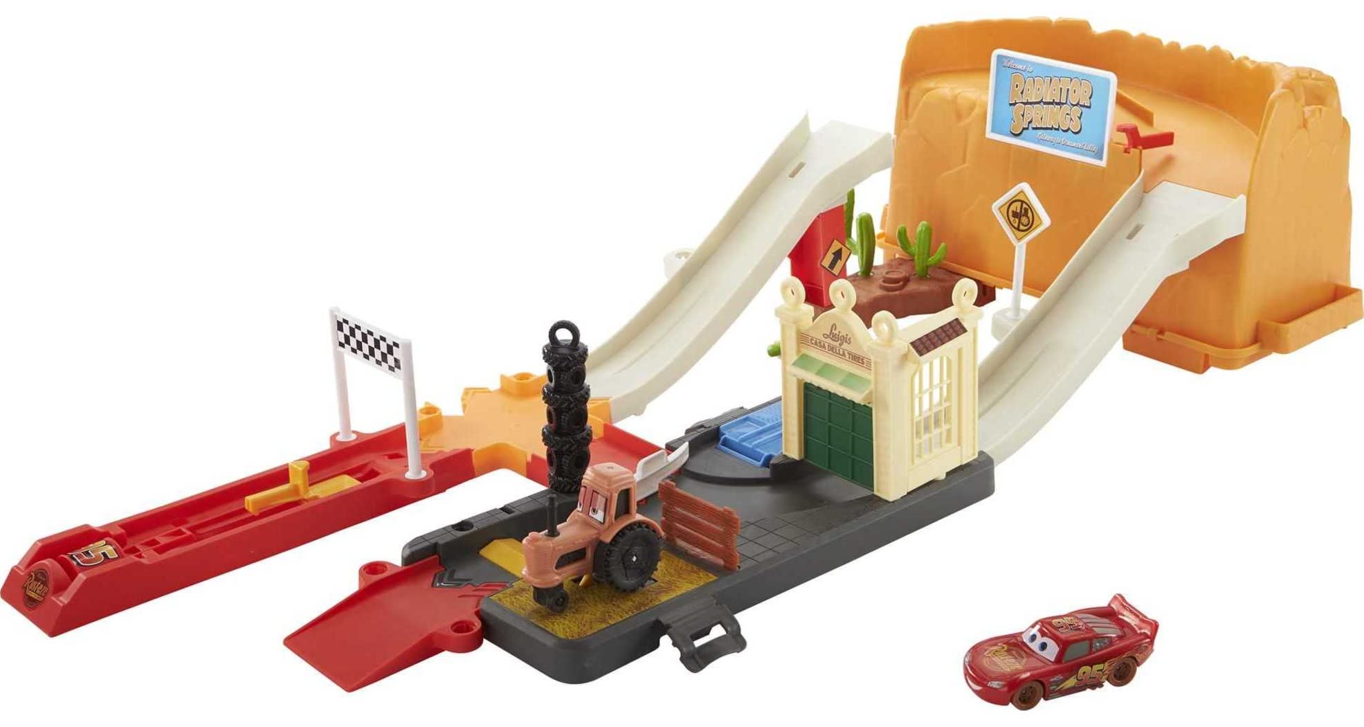 Mattel disney pixar cars toys track set and storage with lightning
