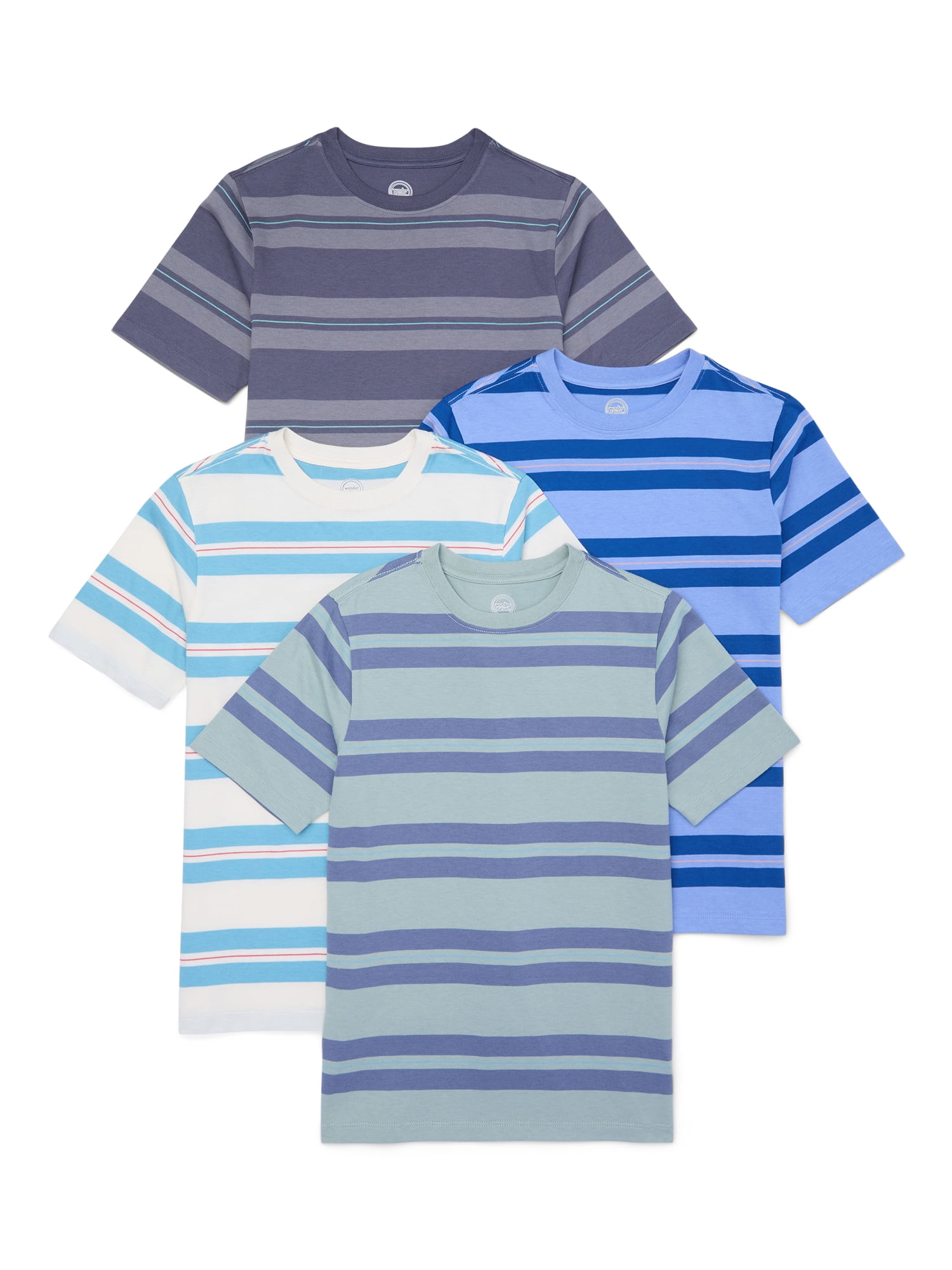 Wonder Nation Boys Short Sleeve Stripe Tee, 4-Pack, Sizes 4-18 & Husky $8.9