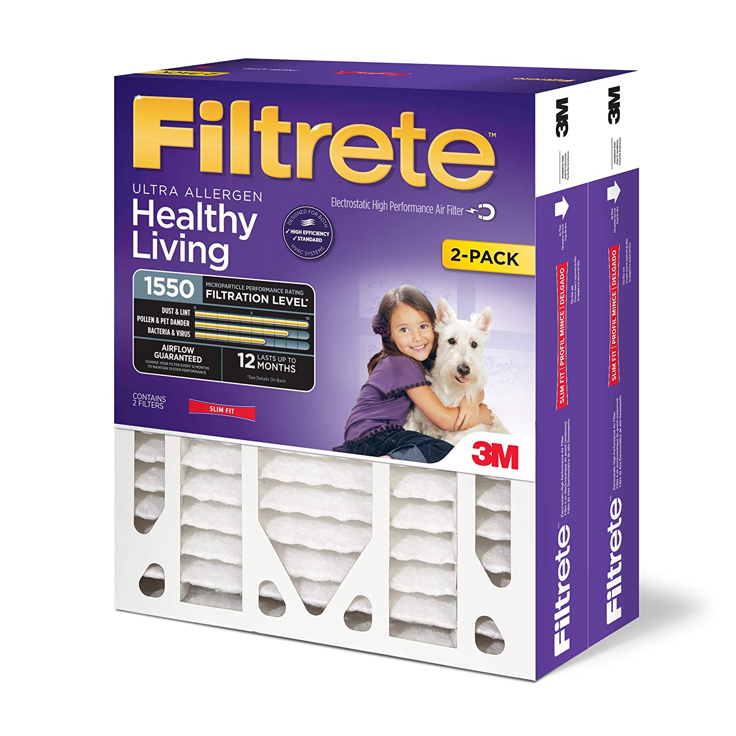 2-Pack Filtrete 20x25x4, AC Furnace Air Filter, MPR 1550 DP, Healthy Living Ultra Allergen Deep Pleat $49.99