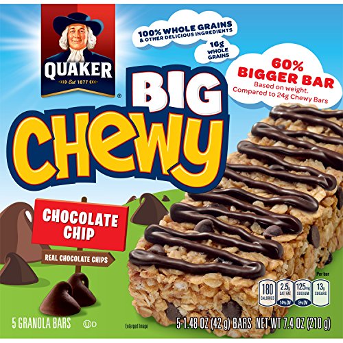 Quaker Big Chewy Granola Bars, 60% Larger, Chocolate Chip, (5 Pack) $1.5