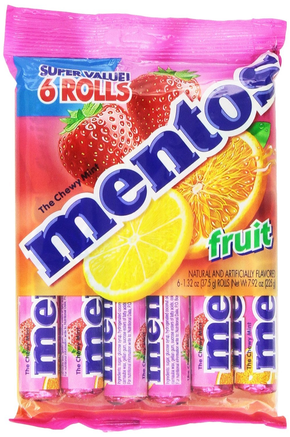 Mentos Chewy Mint Candy Roll, Fruit, Non Melting (6 rolls) $1.9