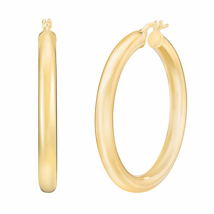 18kt Yellow Gold High Polish Hoop Earrings + Free Shipping - Costco $299.99