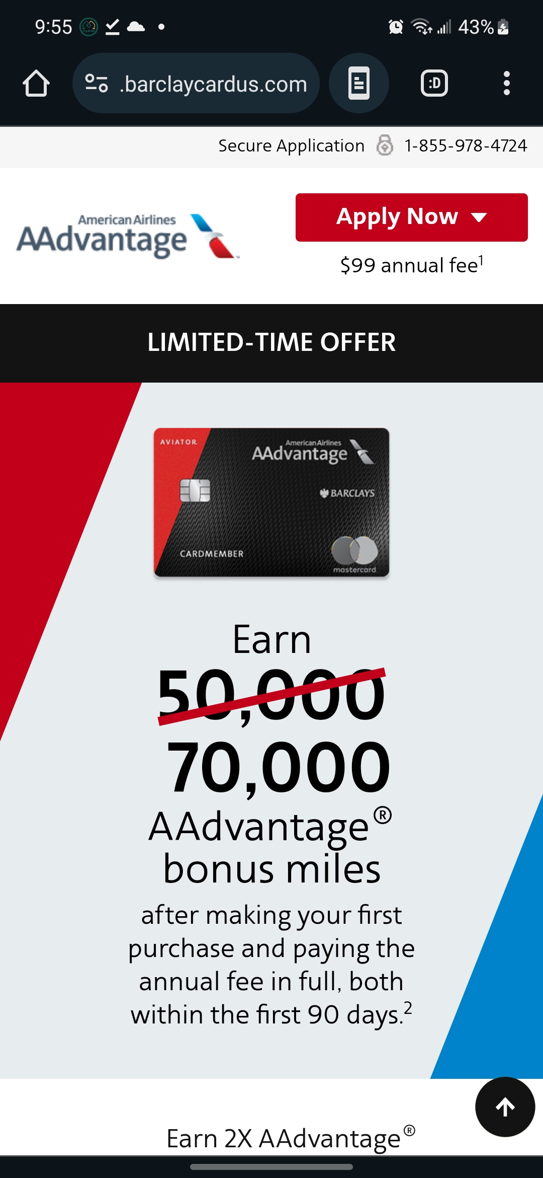 aviator red master card Get 70k AAdvantage miles