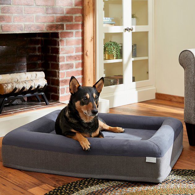 FRISCO Orthopedic Rectangular Bolster Cat & Dog Bed w/Removable Cover, Gray, Large - Chewy.com $51.00