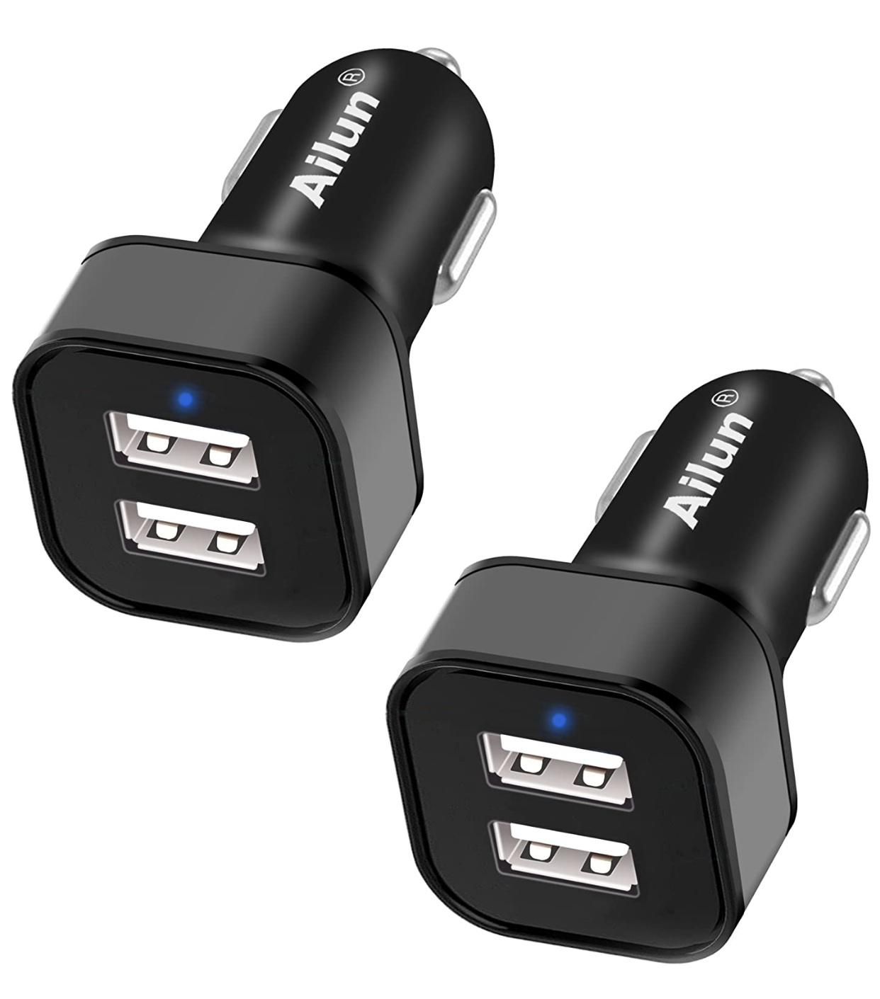 Ailun Car Charger Adapter 2Pack Dual Smart USB Ports 4.8A 24W Black - $5.88 @ Amazon