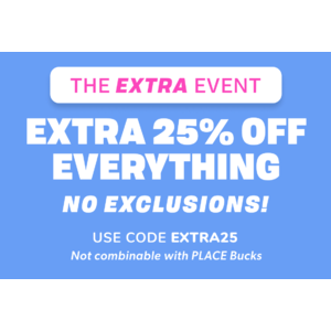 The Children's Place EXTRA SAVINGS: up to 75% OFF + Extra 25% OFF with code EXTRA25 $3.29