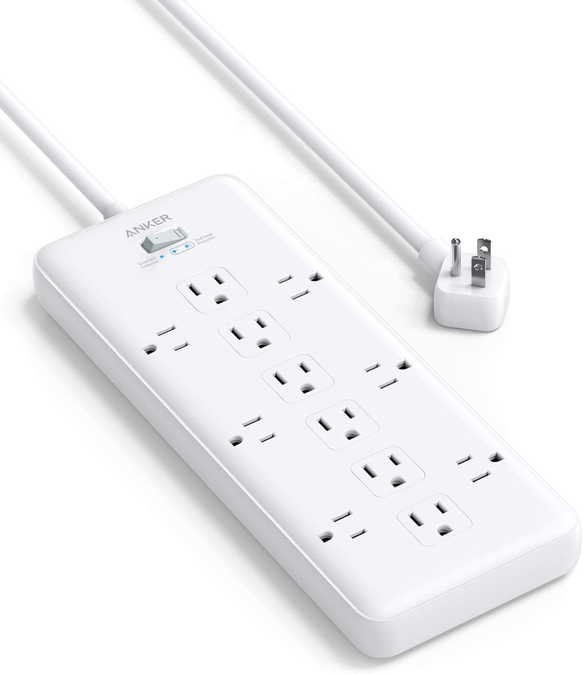 Anker Power Strip Surge Protector (2 × 4000 Joules), PowerExtend Strip 12 Outlets with Flat Plug, 1875W Output, 6ft Extension Cord $18.69