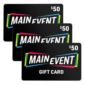 Costco Members: Main Event - Three $50 eGift Cards $99.99