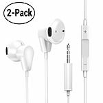 Earbuds Headphones with Remote Microphone Earphones for iPhone iPad Android Samsung HTC LG Tablets and All 3.5mm Audio Jack Devices $6.99