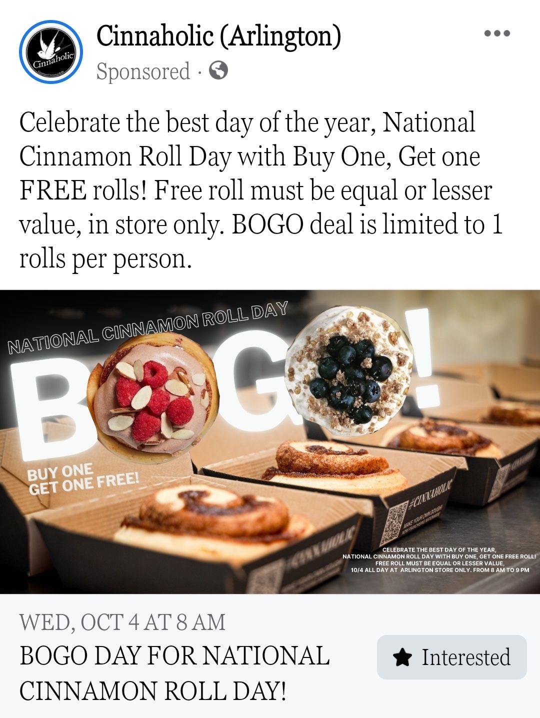 National Cinnamon Roll Day Deals Thread Oct 4, 2023