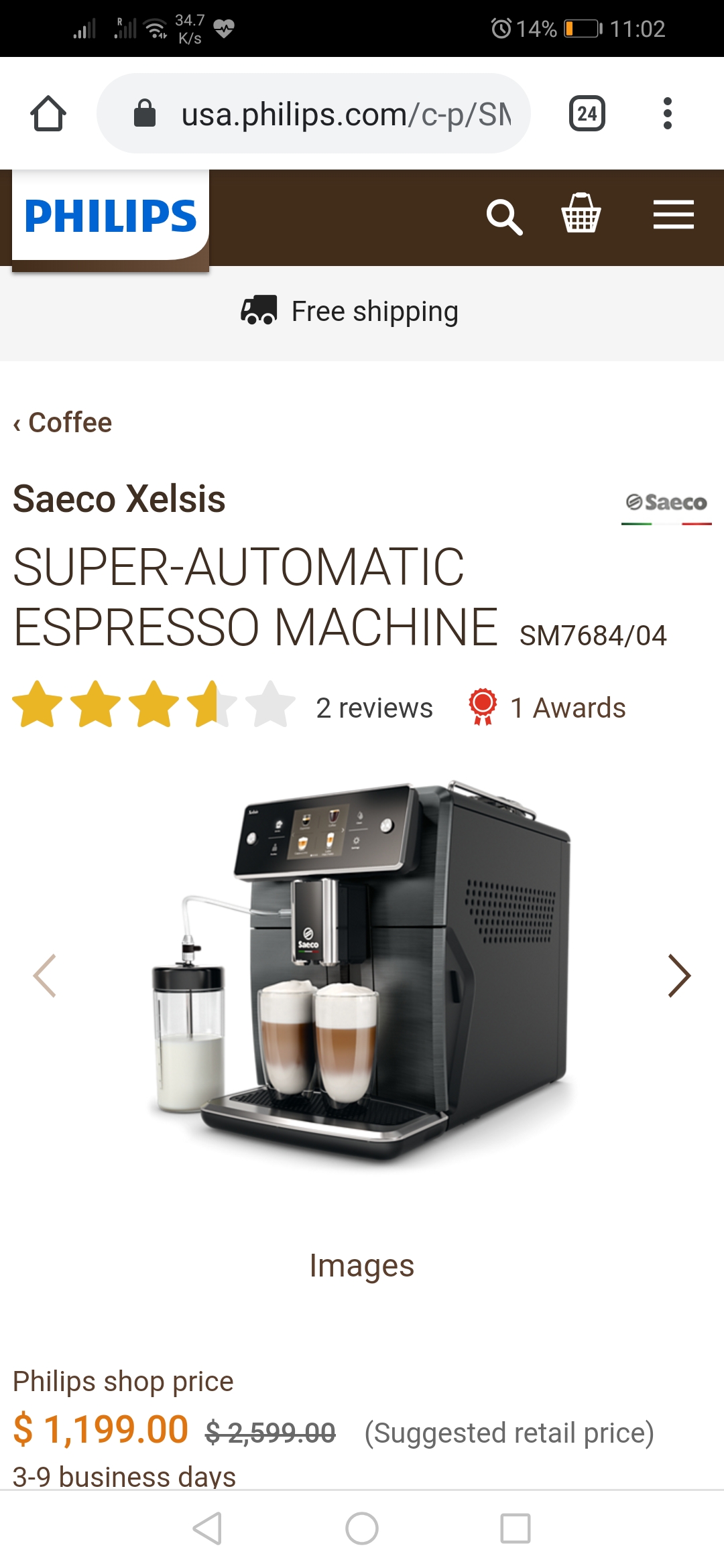 Xelsis super automatic espresso machine sm7684/04 $1199